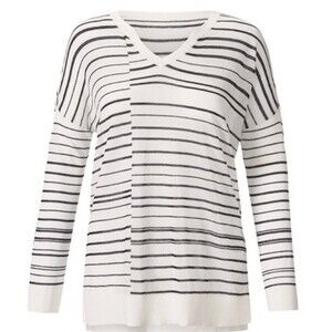 CAbi Captain Sweater Black and White Stripe Long Sleeve Knit Lightweight X-small